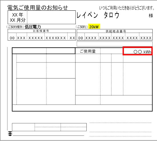 九州電力の電力明細書